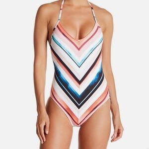 La Blanca Chevron Striped One Piece Swimsuit
